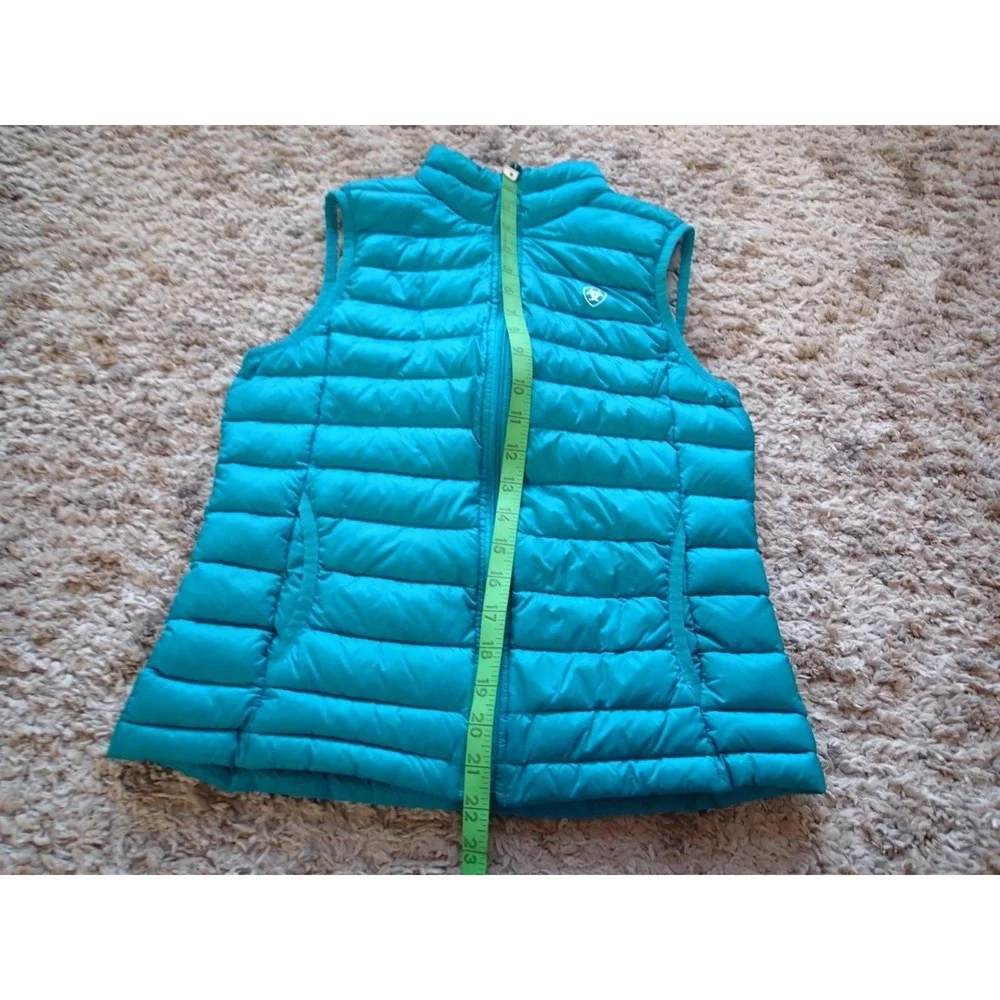 Ariat‎ Ideal Down Vest Girls Small Teal Blue Excellent Lightweight Puffer